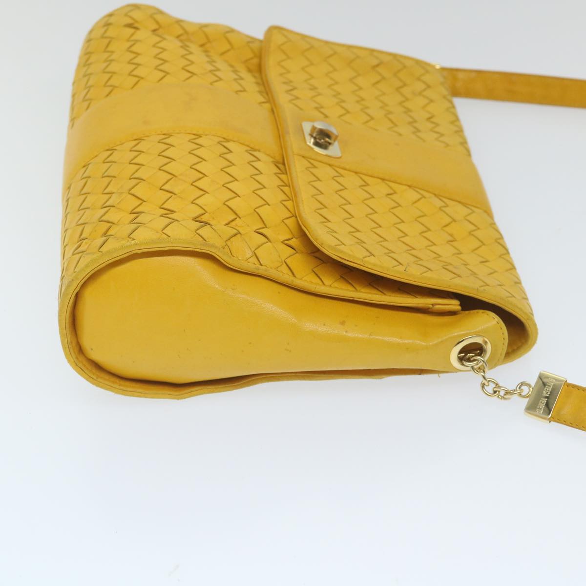 BOTTEGA VENETA INTRECCIATO Shoulder Bag Leather Yellow Auth bs9234