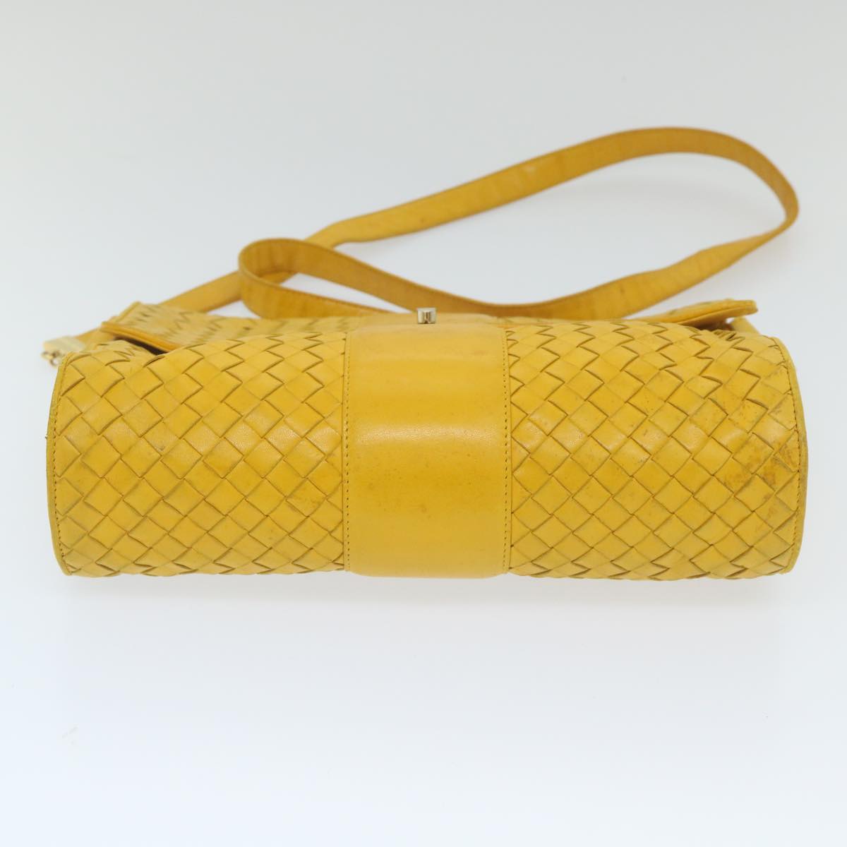 BOTTEGA VENETA INTRECCIATO Shoulder Bag Leather Yellow Auth bs9234