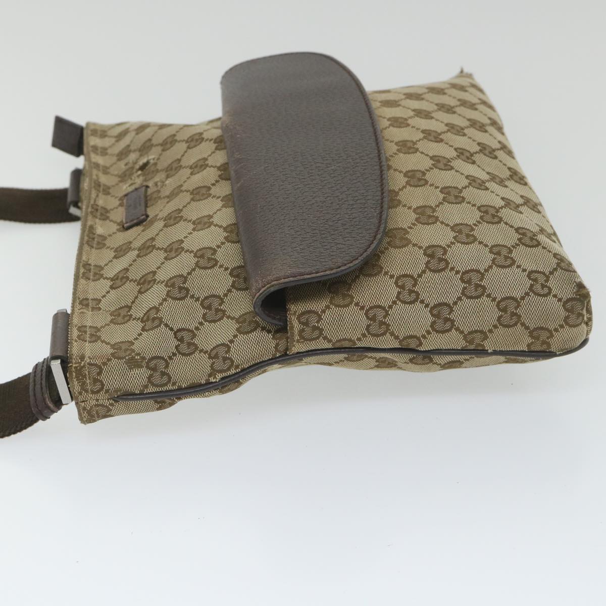 GUCCI GG Canvas Shoulder Bag Beige Brown 256100 Auth bs9239