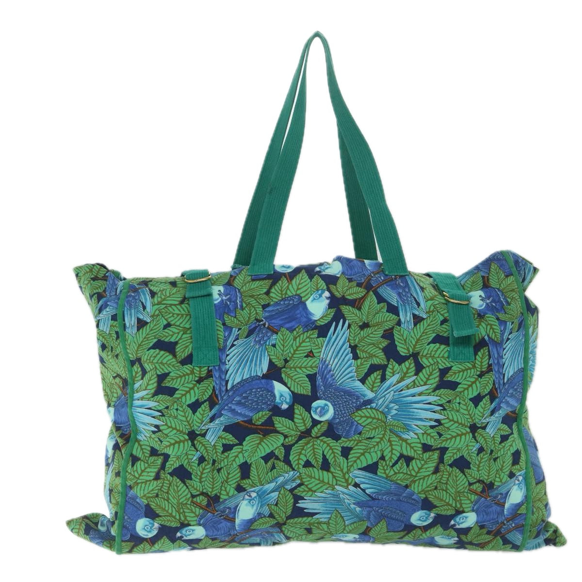 HERMES Tote Bag Canvas Green Auth bs9331