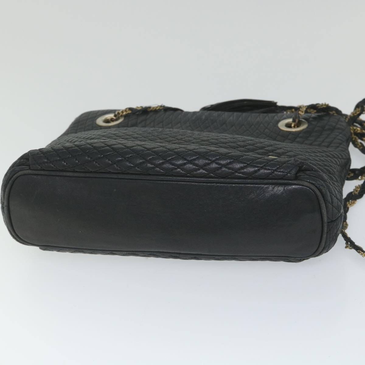 BALLY Quilted Shoulder Bag Leather Black Auth bs9339