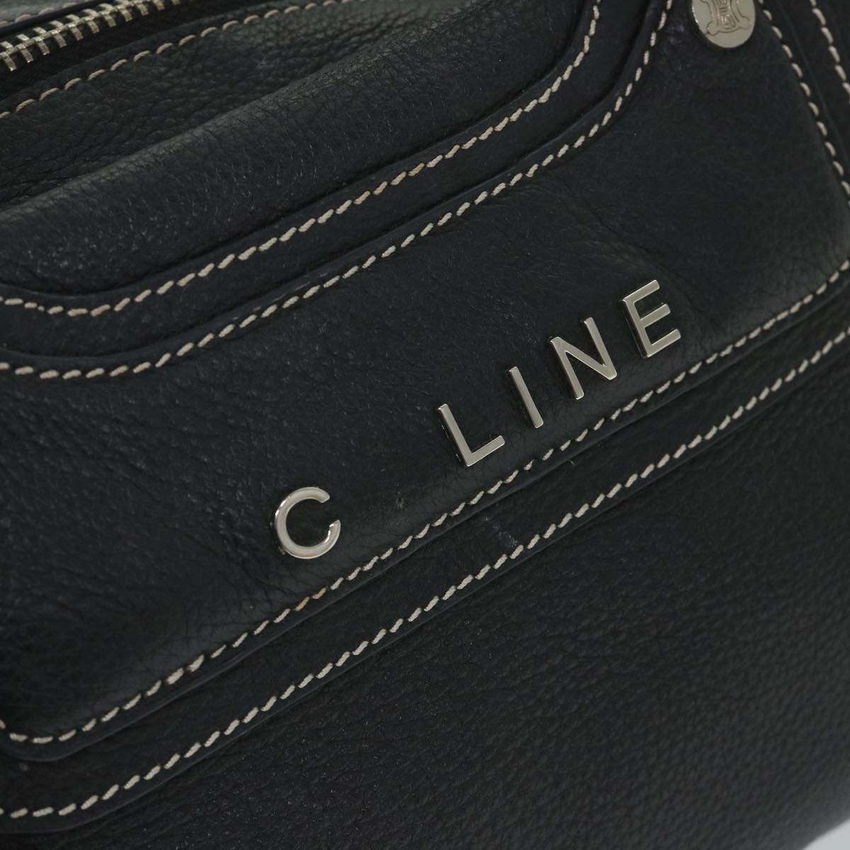 CELINE Hand Bag Leather Navy Auth bs9342