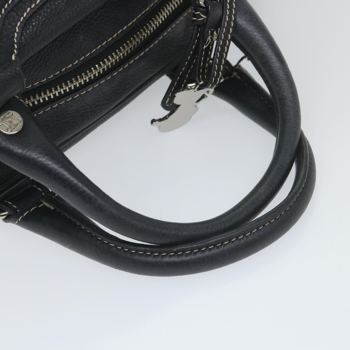 CELINE Hand Bag Leather Navy Auth bs9342