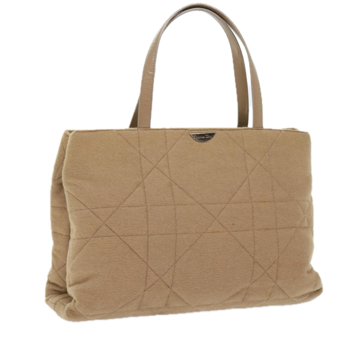 Christian Dior Tote Bag Wool Beige Auth bs9382