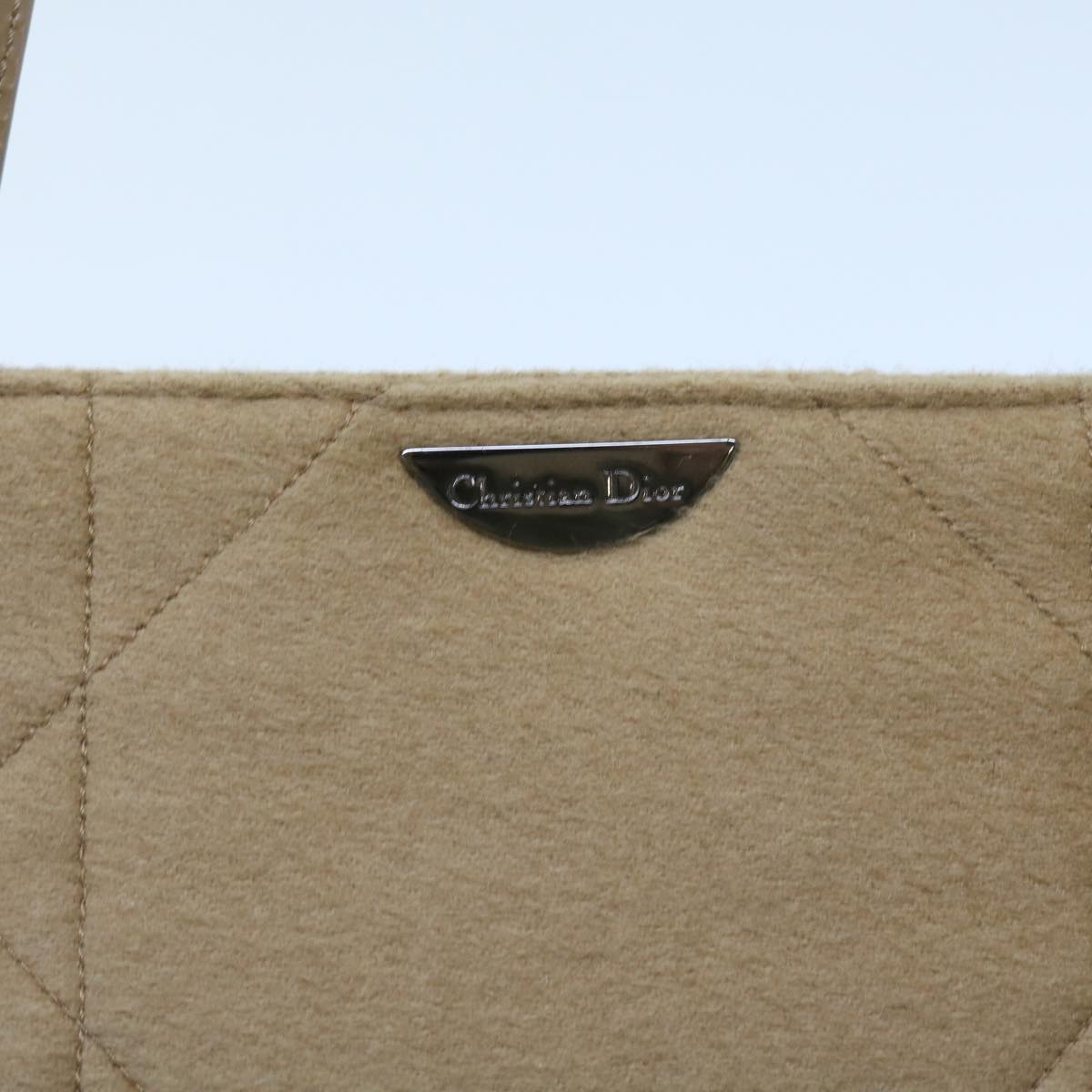 Christian Dior Tote Bag Wool Beige Auth bs9382