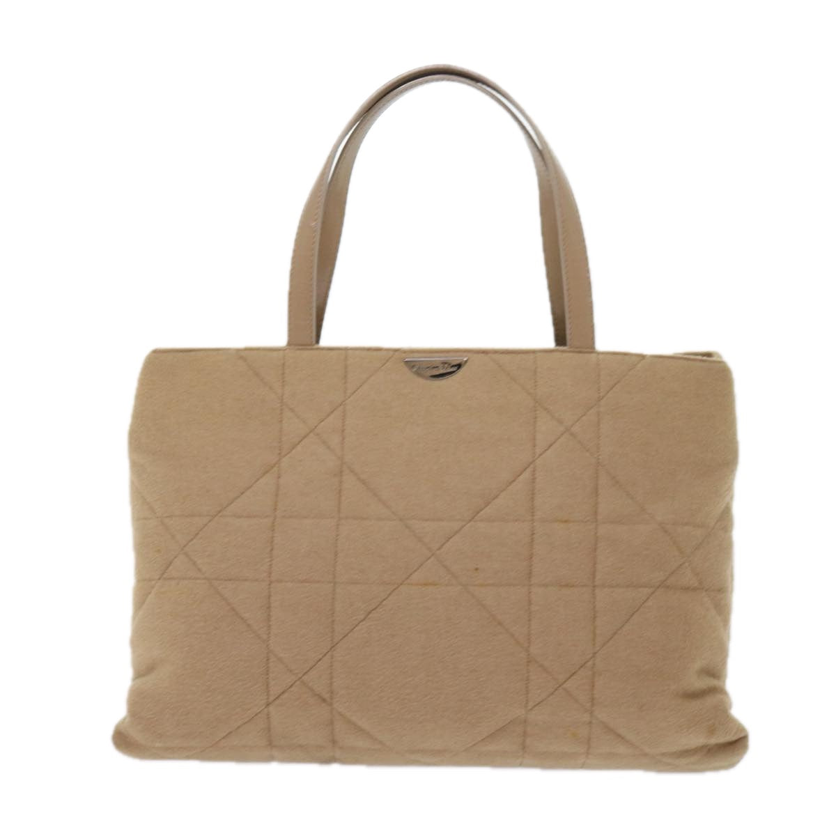 Christian Dior Tote Bag Wool Beige Auth bs9382