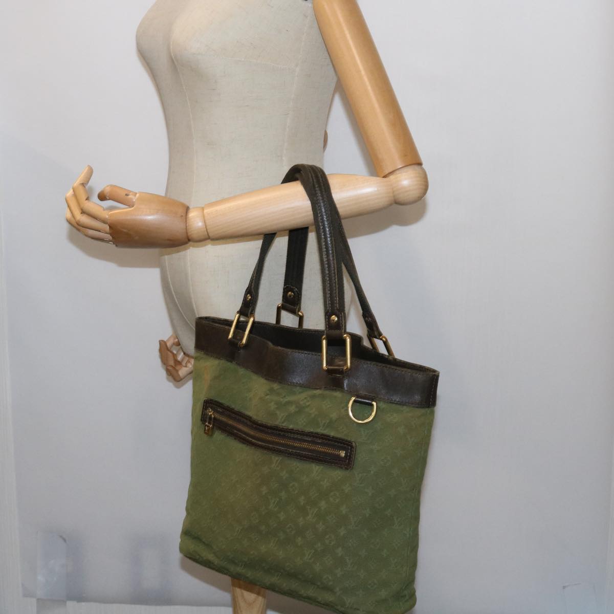 LOUIS VUITTON Monogram Mini Lucille PM Hand Bag TST Khaki M92682 LV Auth bs9428