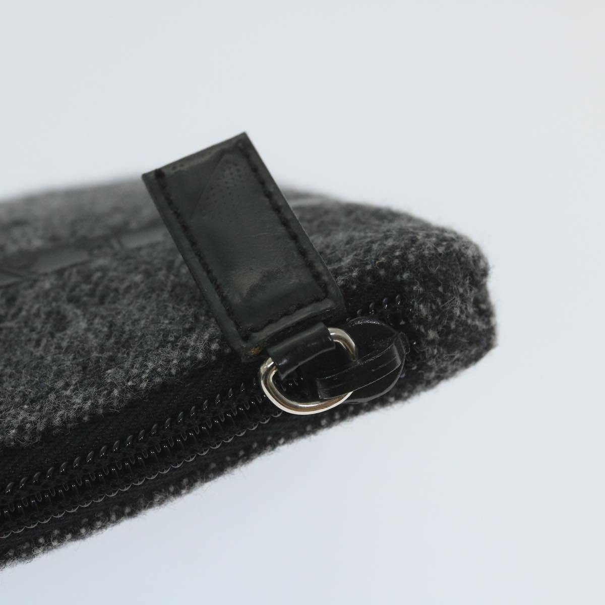 PRADA Sports Pouch Wool Gray Auth bs9440