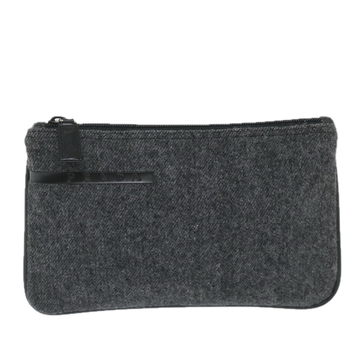 PRADA Sports Pouch Wool Gray Auth bs9440