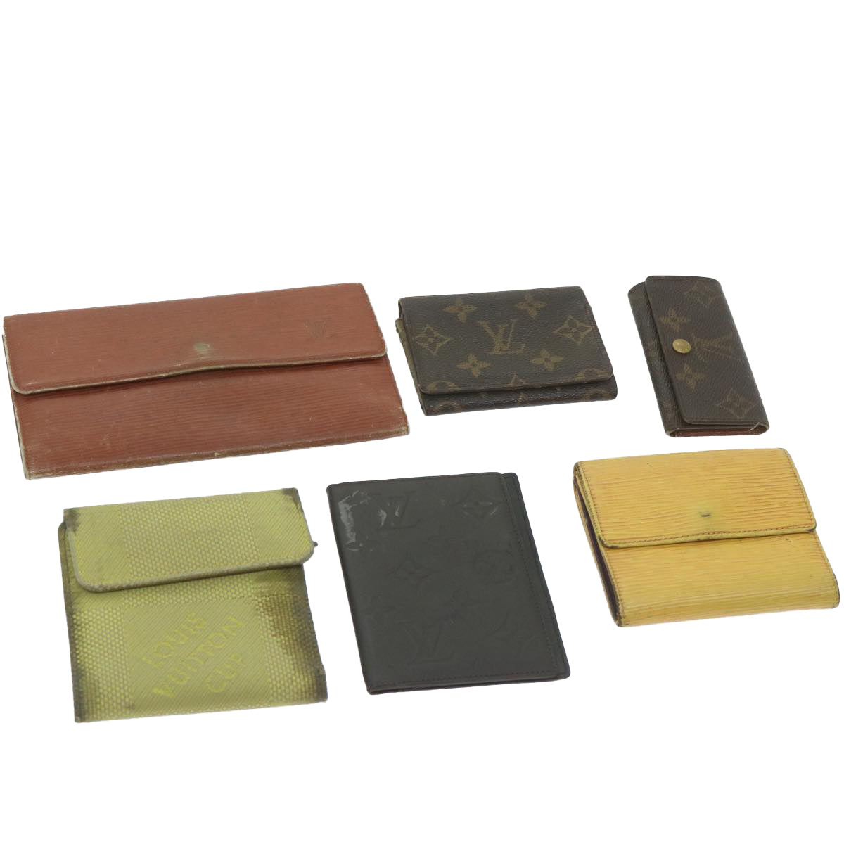 LOUIS VUITTON Monogram Epi Key Case Wallet 6Set Brown Yellow LV Auth bs9467