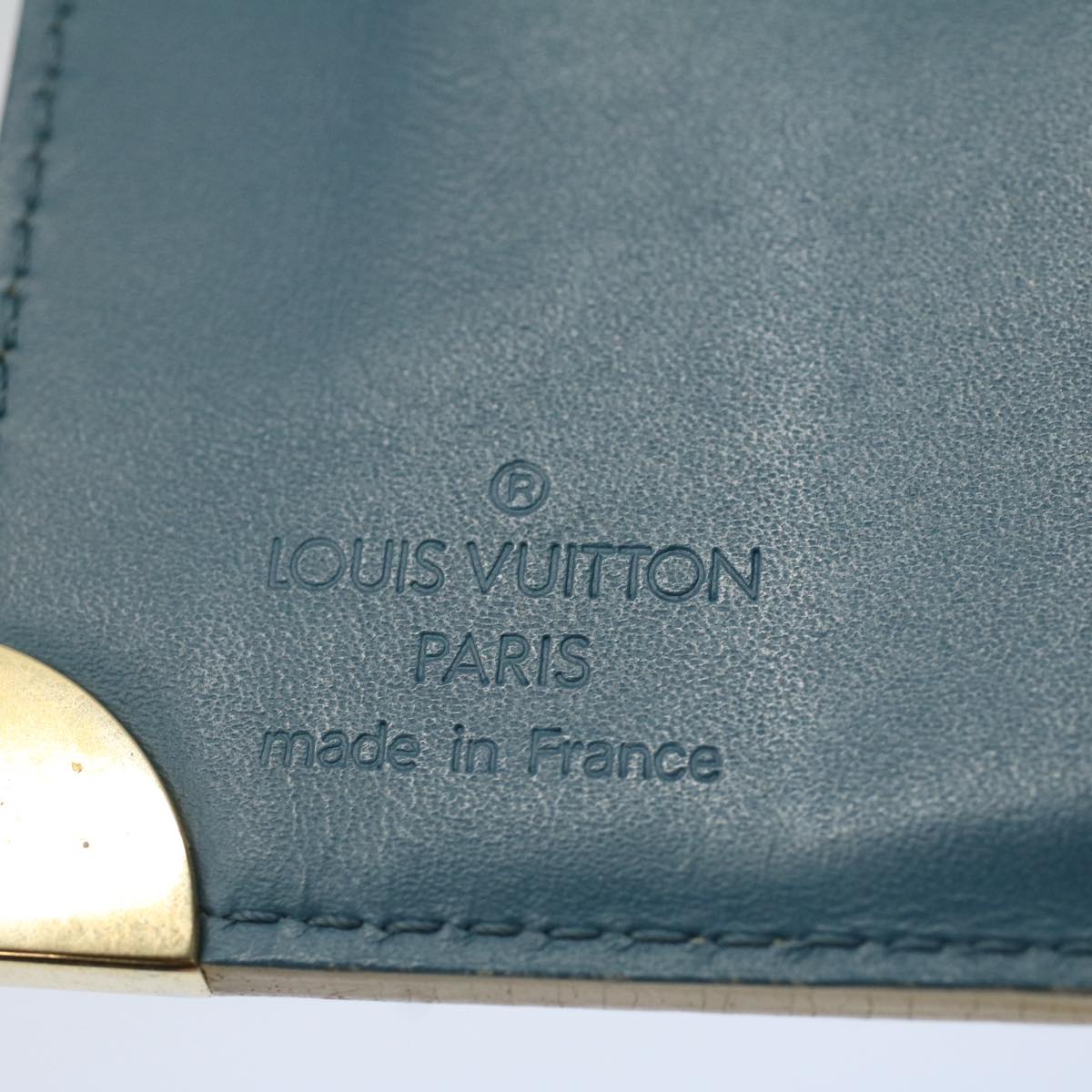 LOUIS VUITTON Suhari Compact Zip Wallet Leather Blue M91829 LV Auth bs9476