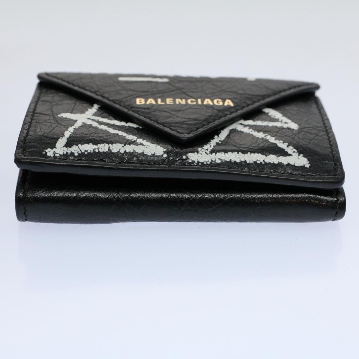 BALENCIAGA Wallet Leather Black 391446 Auth bs9477