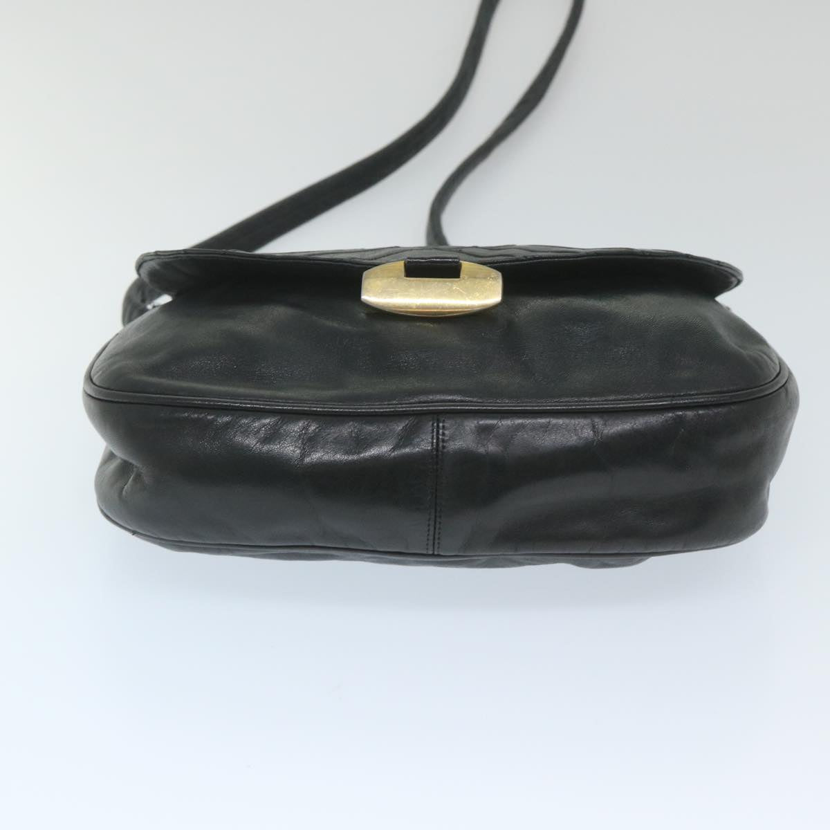 BALLY Shoulder Bag Leather Black Auth bs9505