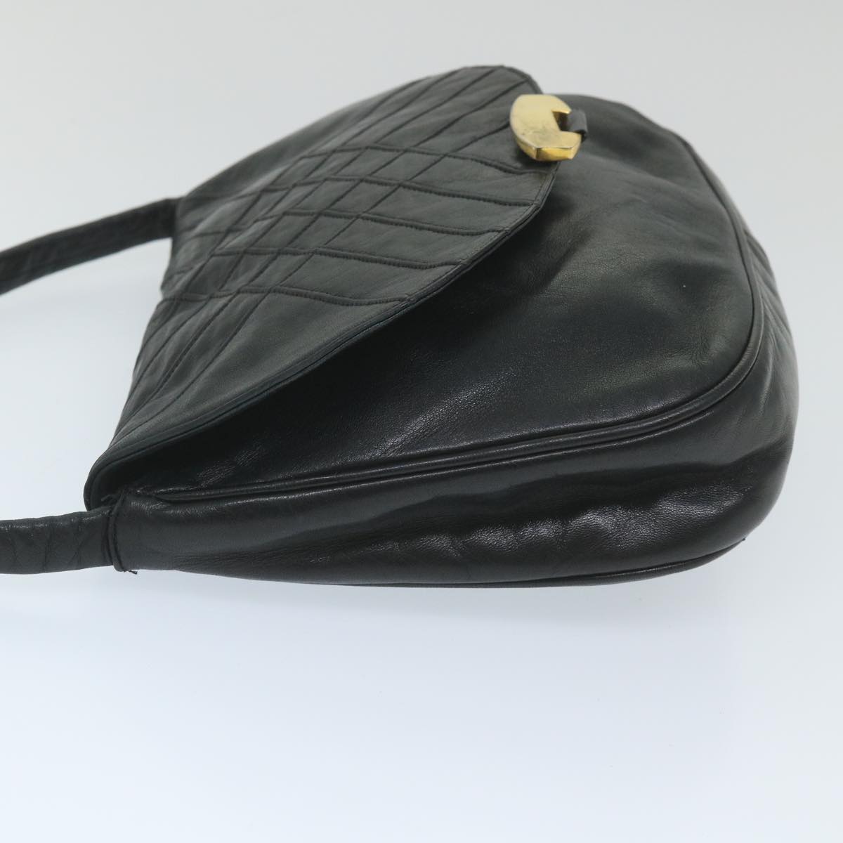 BALLY Shoulder Bag Leather Black Auth bs9505