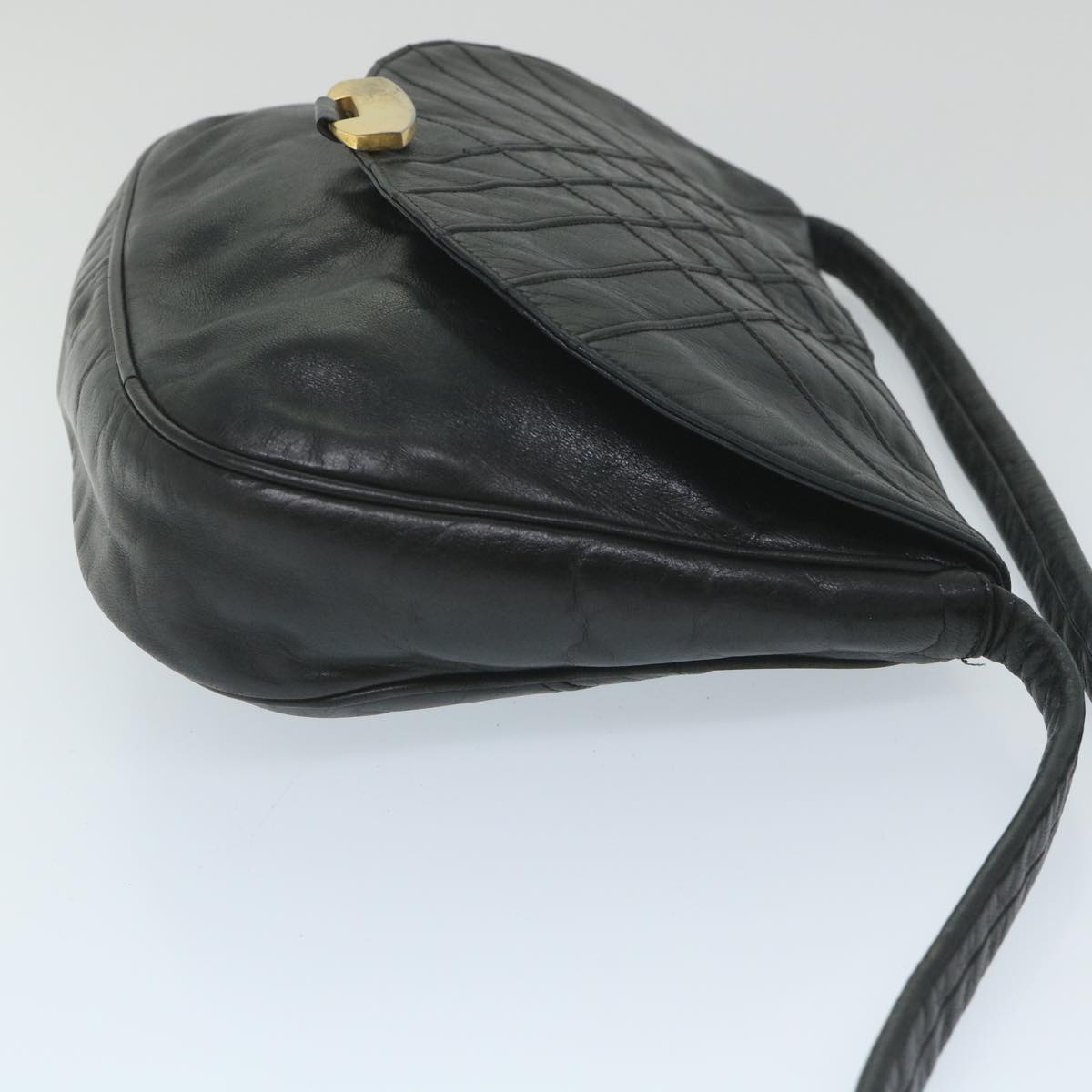 BALLY Shoulder Bag Leather Black Auth bs9505