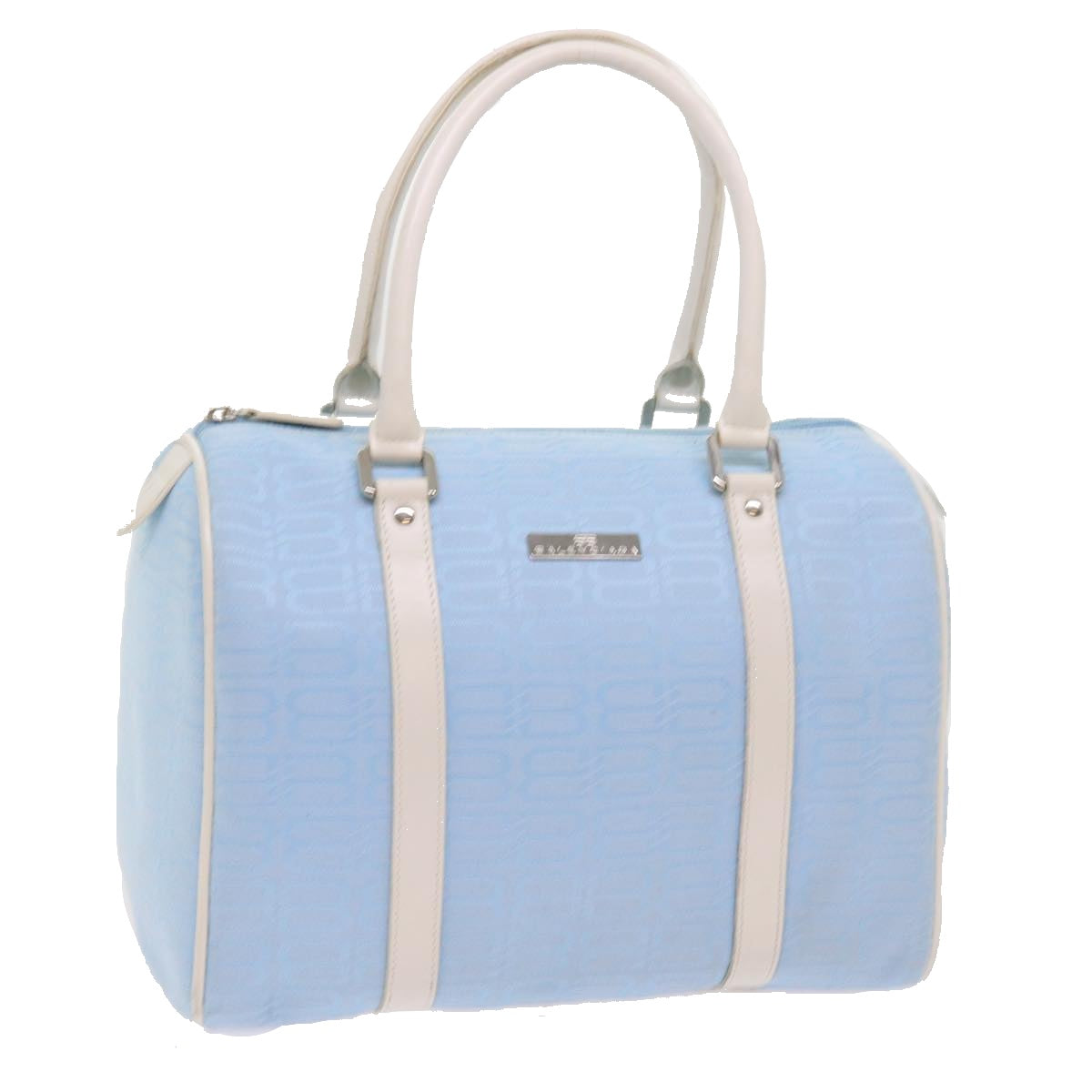 BALENCIAGA Boston Bag Canvas Light Blue Auth bs9509