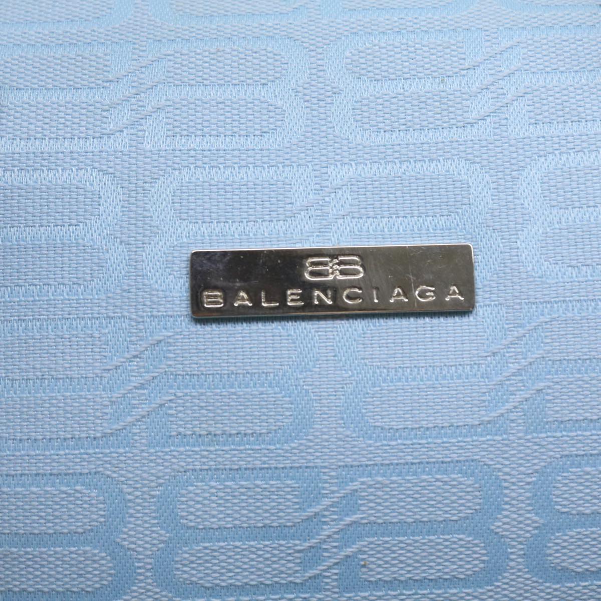 BALENCIAGA Boston Bag Canvas Light Blue Auth bs9509