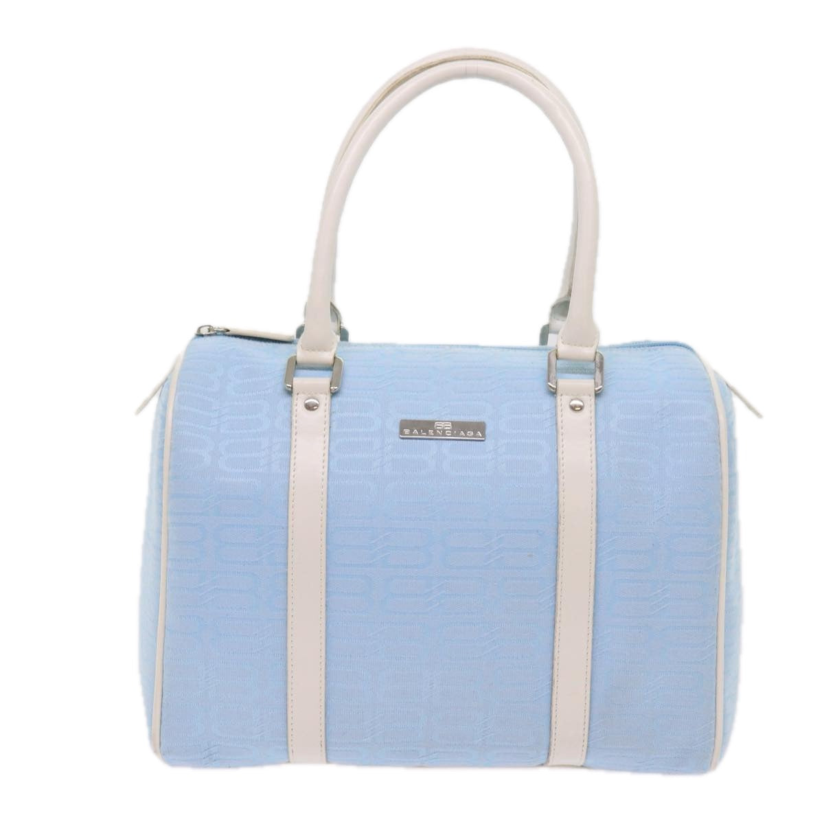 BALENCIAGA Boston Bag Canvas Light Blue Auth bs9509