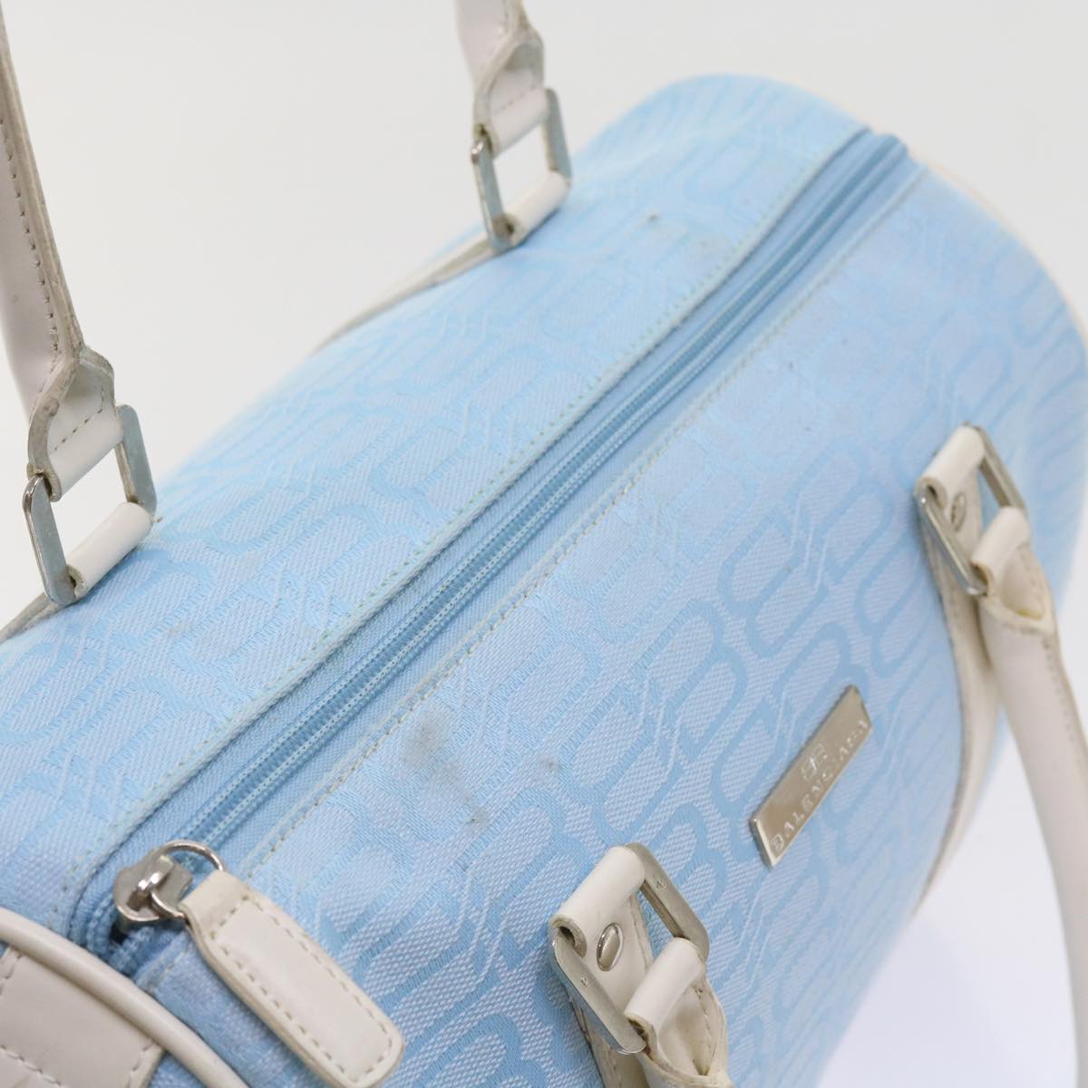 BALENCIAGA Boston Bag Canvas Light Blue Auth bs9509