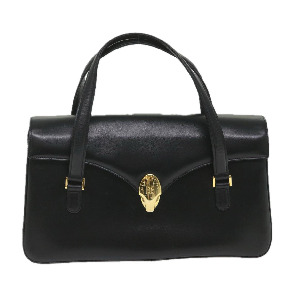 GIVENCHY Hand Bag Leather Black Auth bs9528