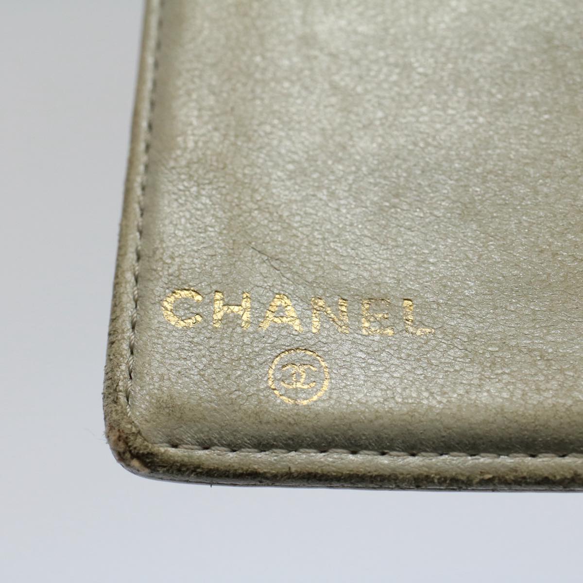 CHANEL Wallet Caviar Skin Silver CC Auth bs9534