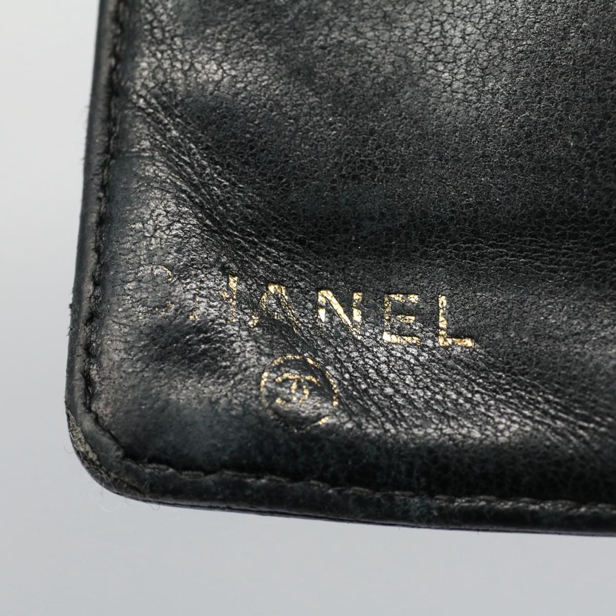 CHANEL Wallet Caviar Skin Black CC Auth bs9539