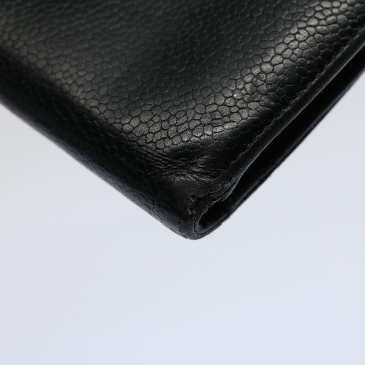 CHANEL Wallet Caviar Skin Black CC Auth bs9539