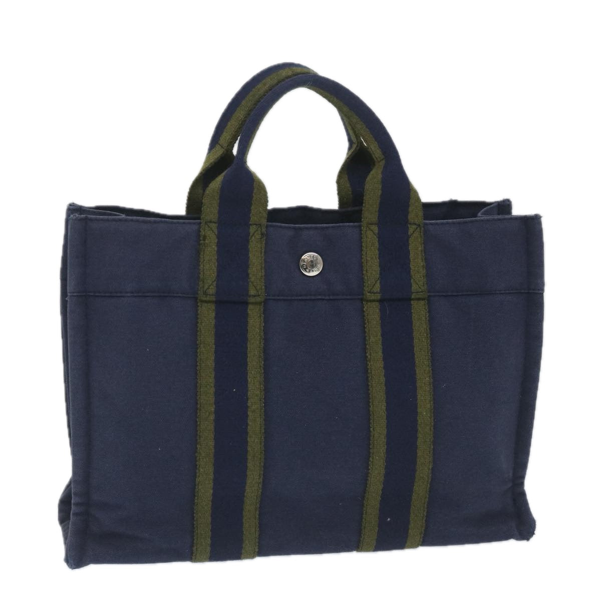 HERMES Fourre Tout PM Hand Bag Canvas Navy Auth bs9548