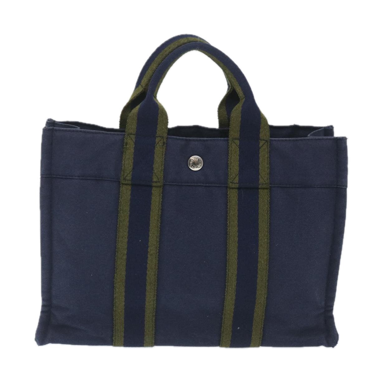 HERMES Fourre Tout PM Hand Bag Canvas Navy Auth bs9548