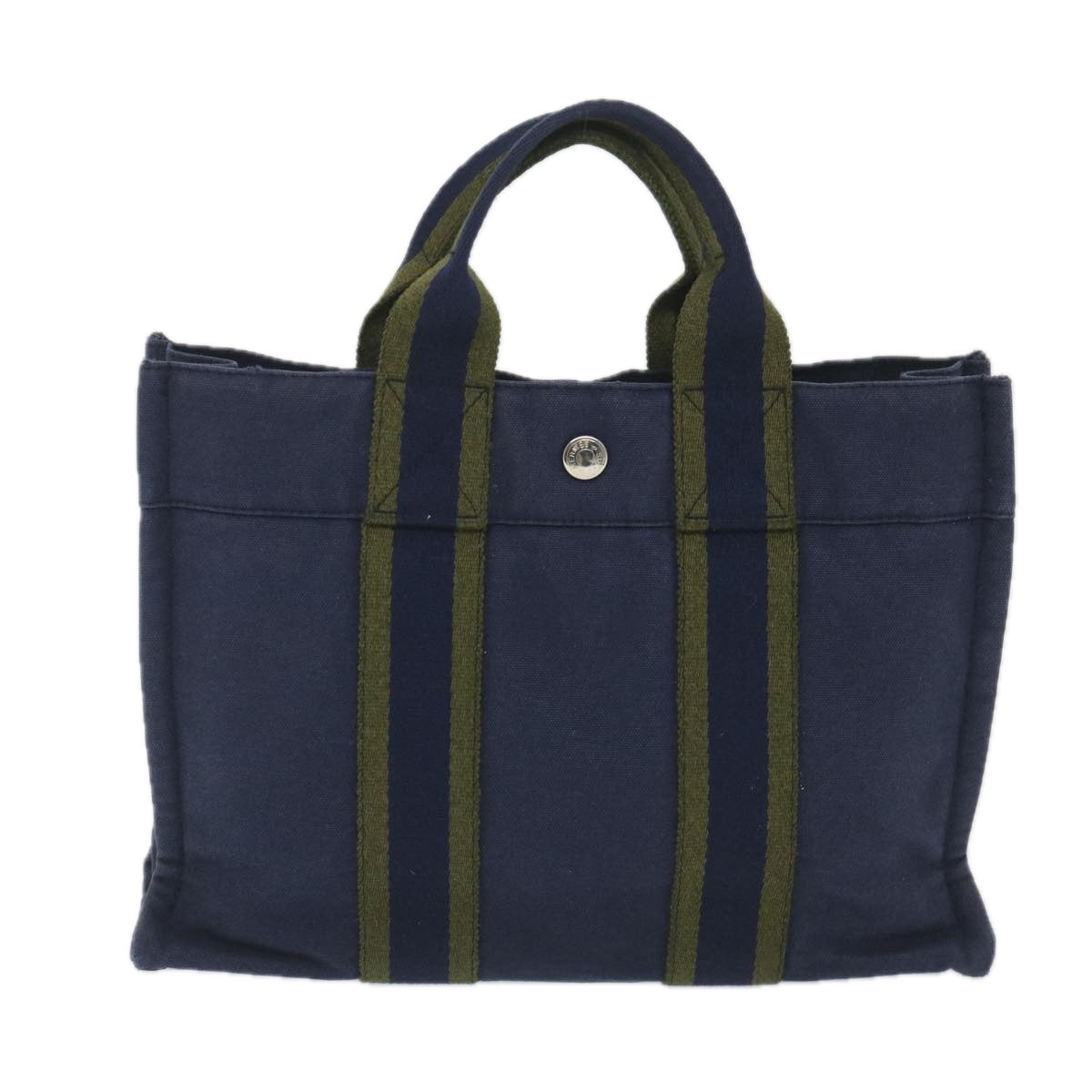 HERMES Fourre Tout PM Hand Bag Canvas Navy Auth bs9548