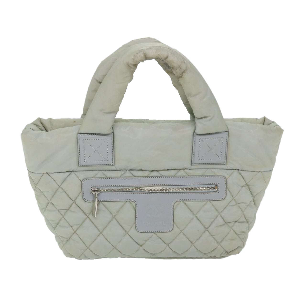 CHANEL Cococoon Hand Bag Nylon Gray CC Auth bs9551