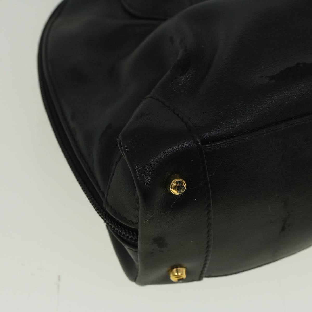 GUCCI Hand Bag Leather Black Auth bs9600