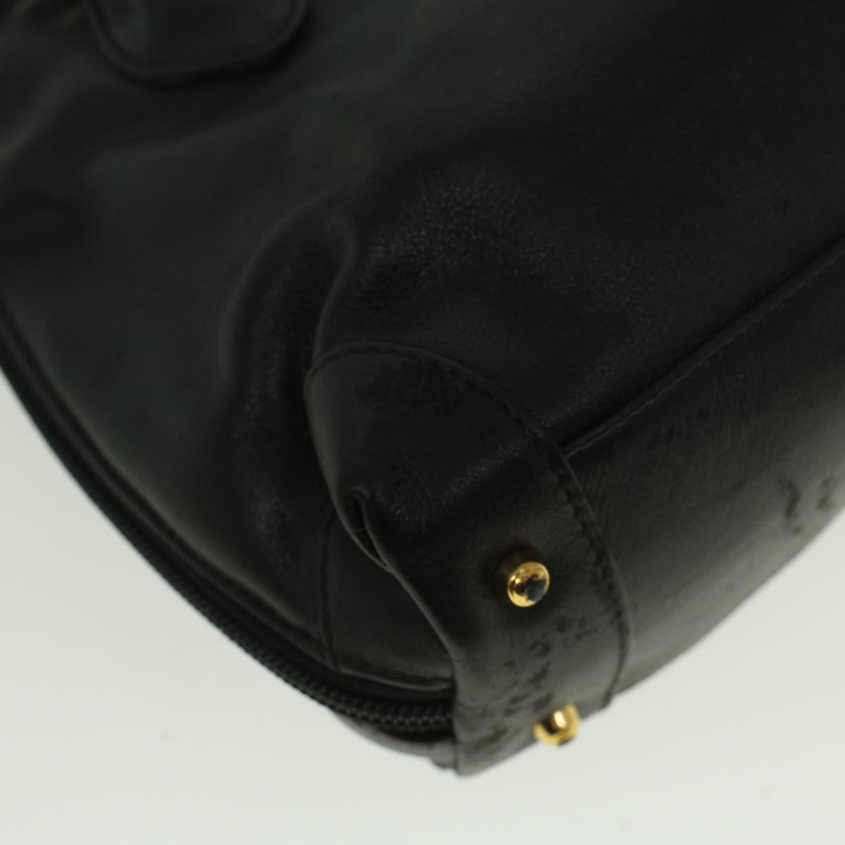 GUCCI Hand Bag Leather Black Auth bs9600