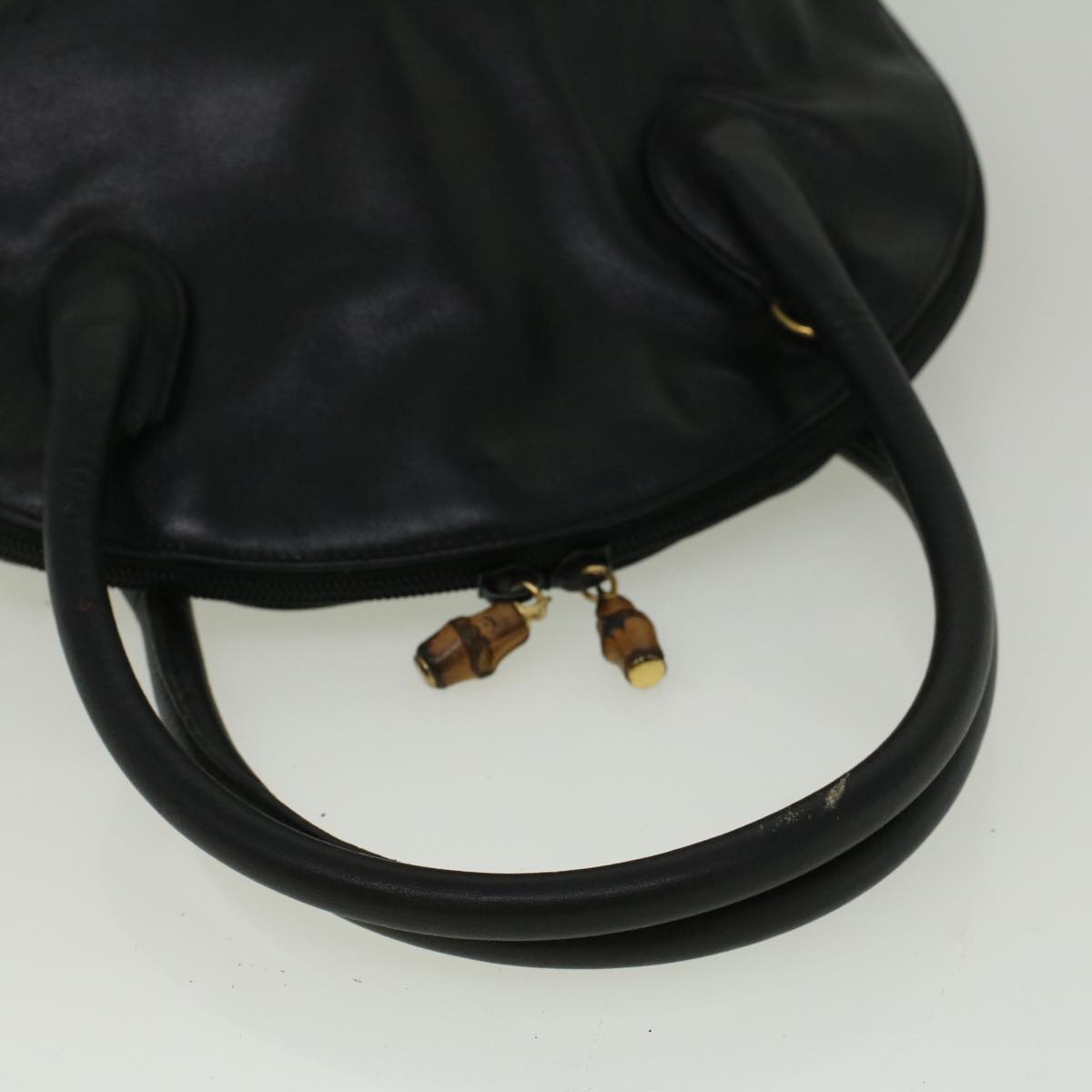 GUCCI Hand Bag Leather Black Auth bs9600