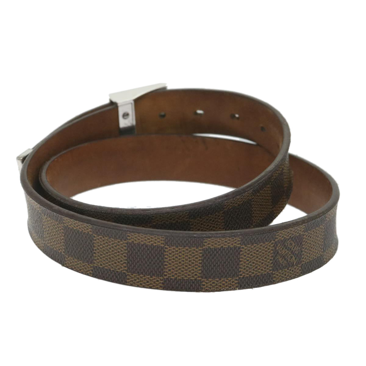 LOUIS VUITTON Damier Ebene Ceinture Care Belt Gold M6944 LV Auth bs9616