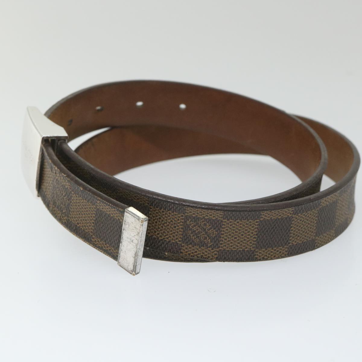 LOUIS VUITTON Damier Ebene Ceinture Care Belt Gold M6944 LV Auth bs9616