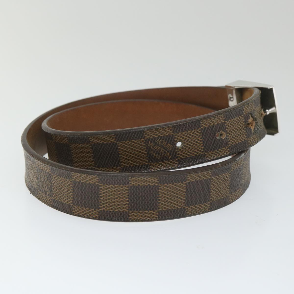 LOUIS VUITTON Damier Ebene Ceinture Care Belt Gold M6944 LV Auth bs9616