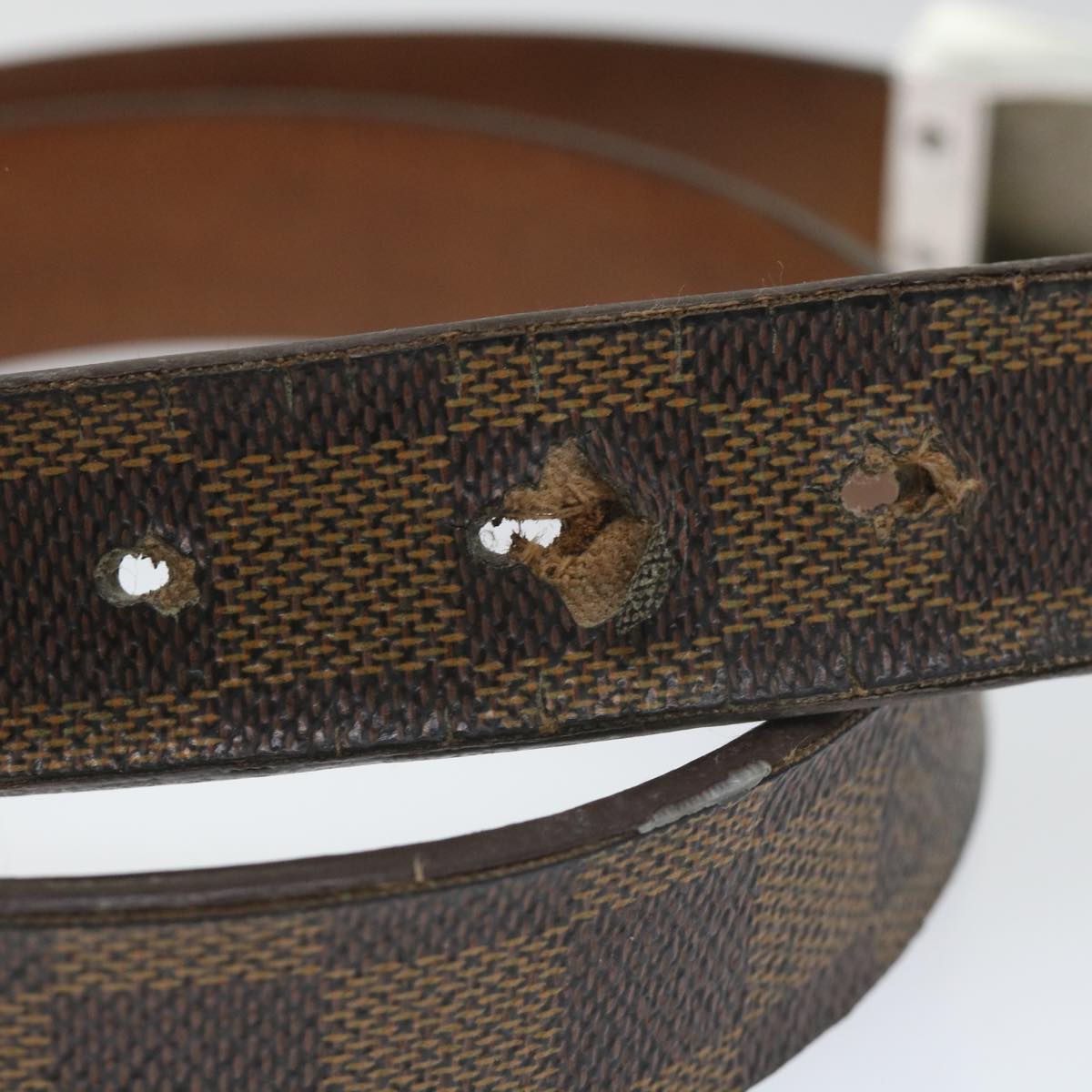 LOUIS VUITTON Damier Ebene Ceinture Care Belt Gold M6944 LV Auth bs9616