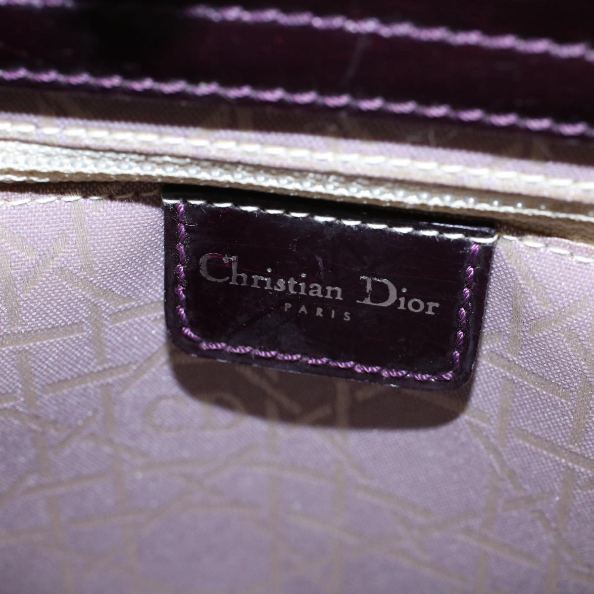 Christian Dior Maris Pearl Hand Bag Patent leather Purple Auth bs9625