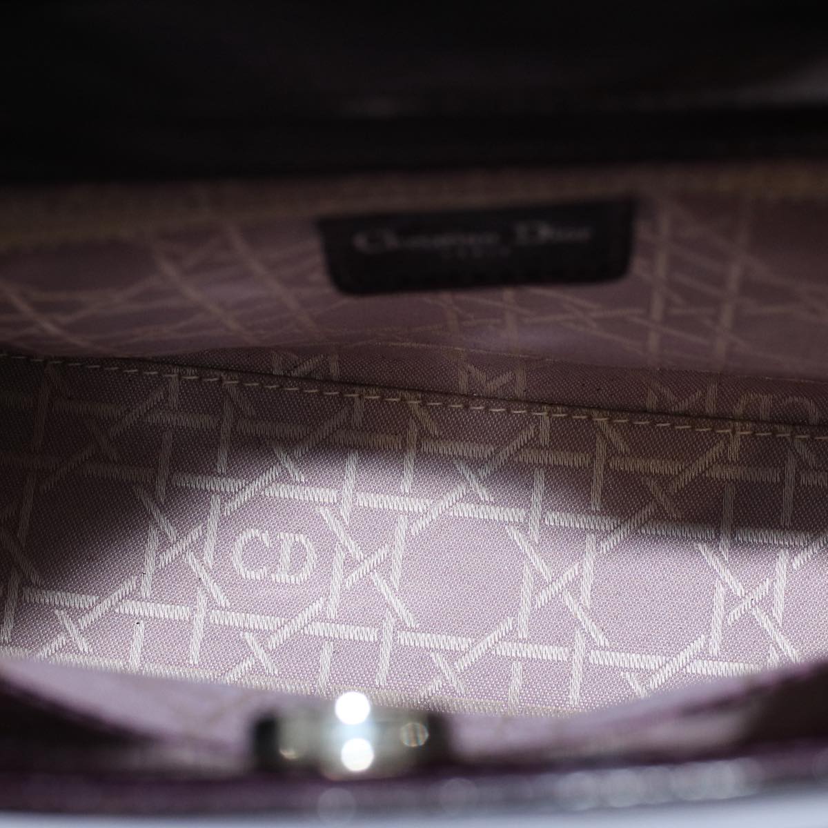 Christian Dior Maris Pearl Hand Bag Patent leather Purple Auth bs9625