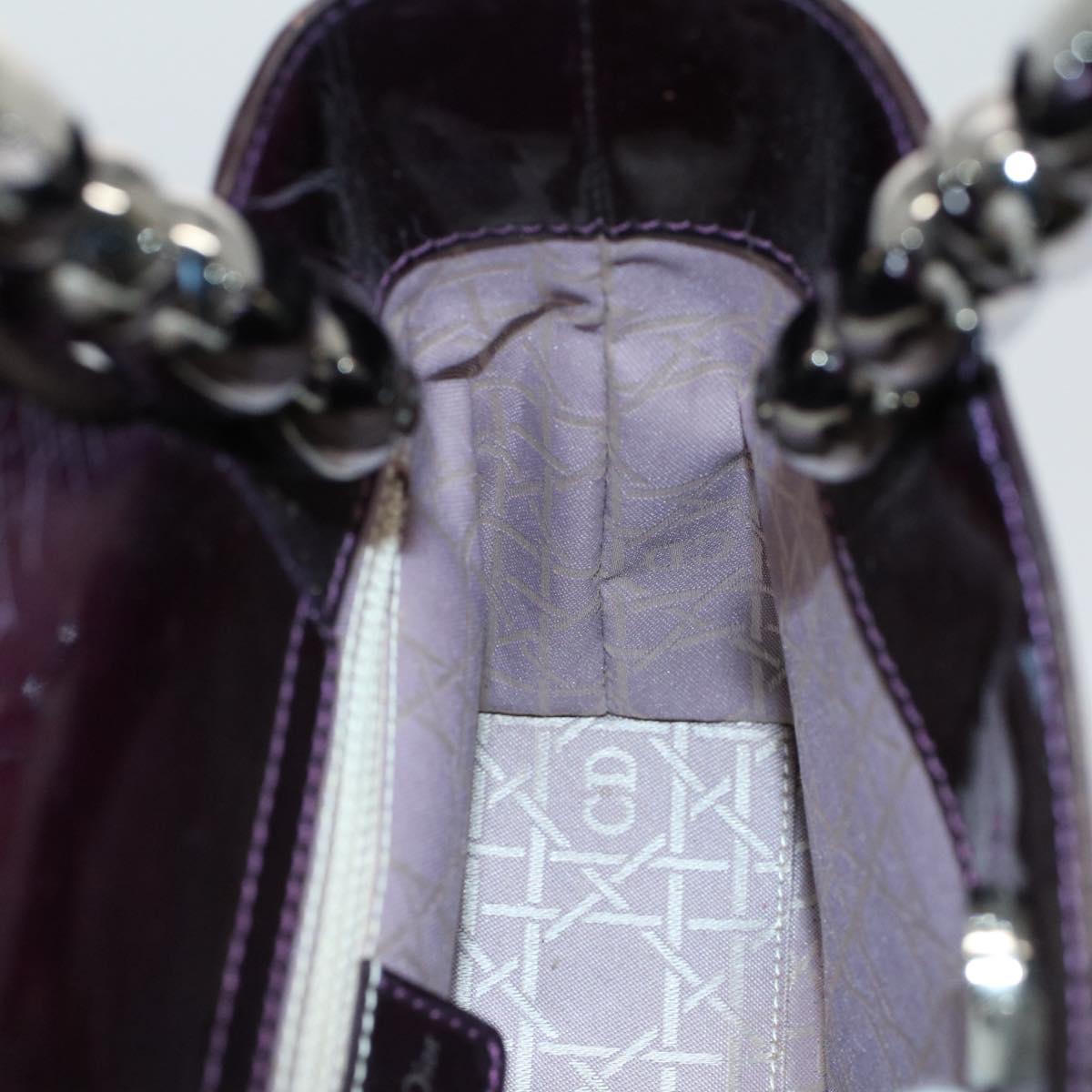 Christian Dior Maris Pearl Hand Bag Patent leather Purple Auth bs9625