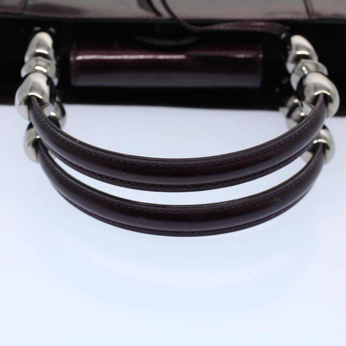 Christian Dior Maris Pearl Hand Bag Patent leather Purple Auth bs9625