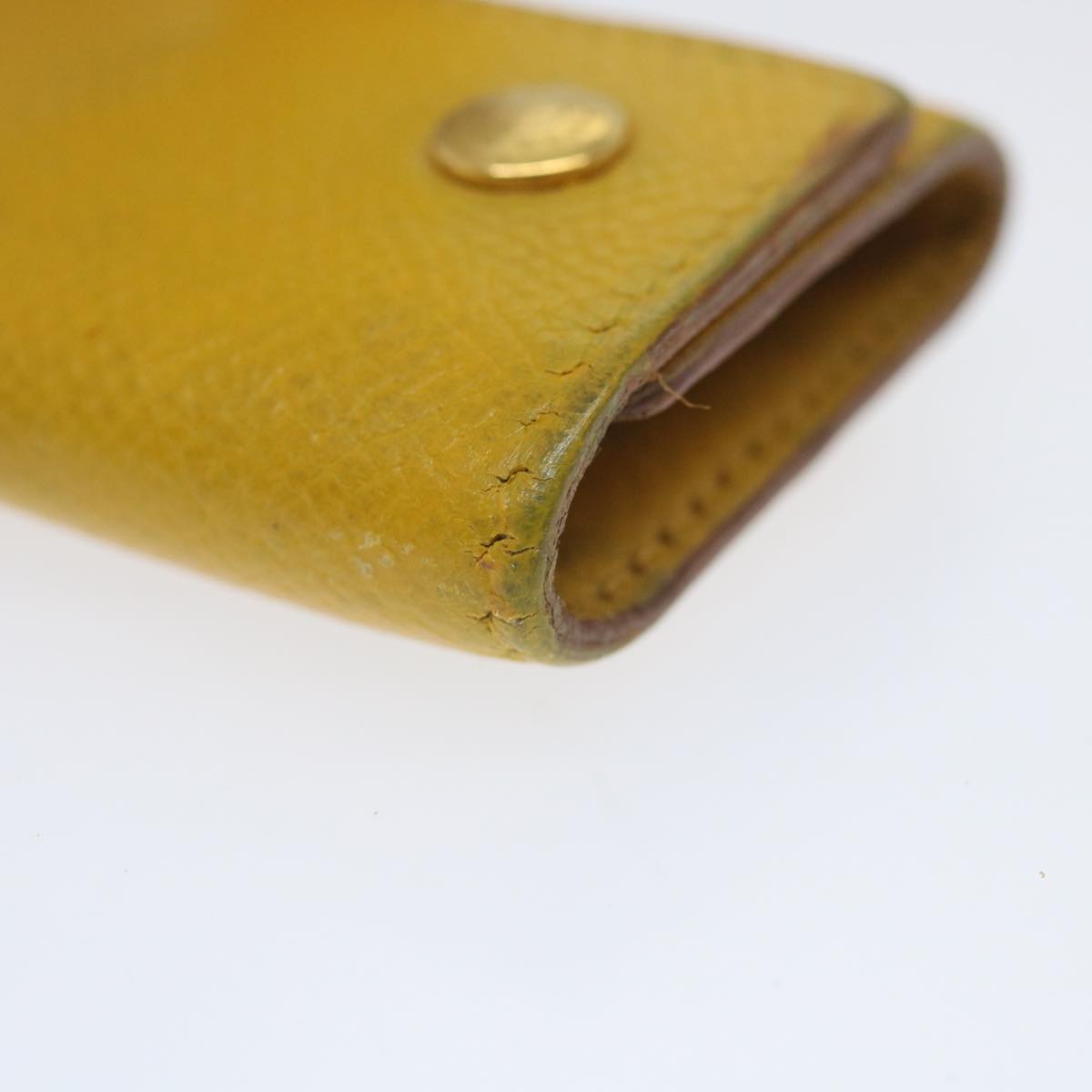 HERMES Key Case Leather Yellow Auth bs9645