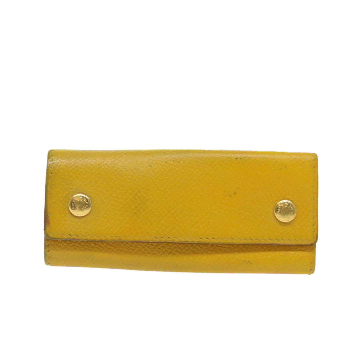 HERMES Key Case Leather Yellow Auth bs9645