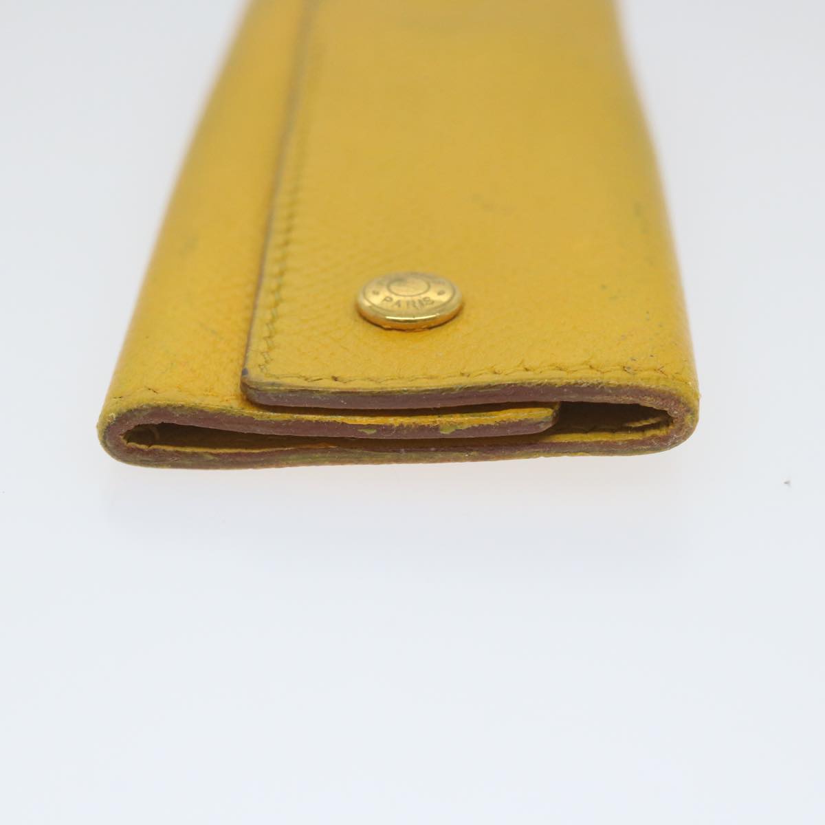 HERMES Key Case Leather Yellow Auth bs9645