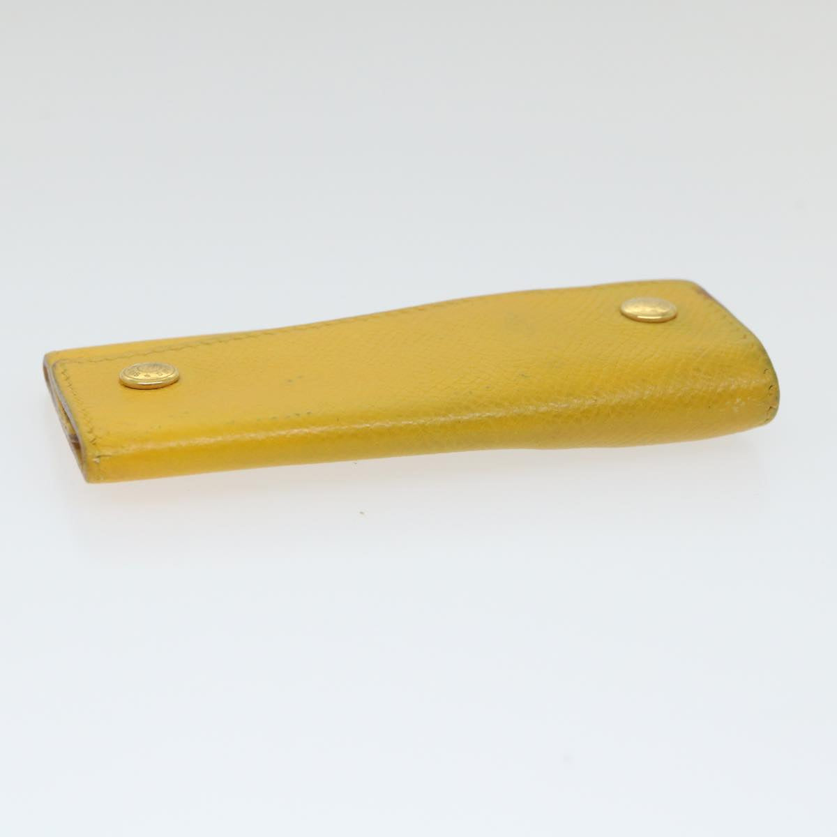 HERMES Key Case Leather Yellow Auth bs9645