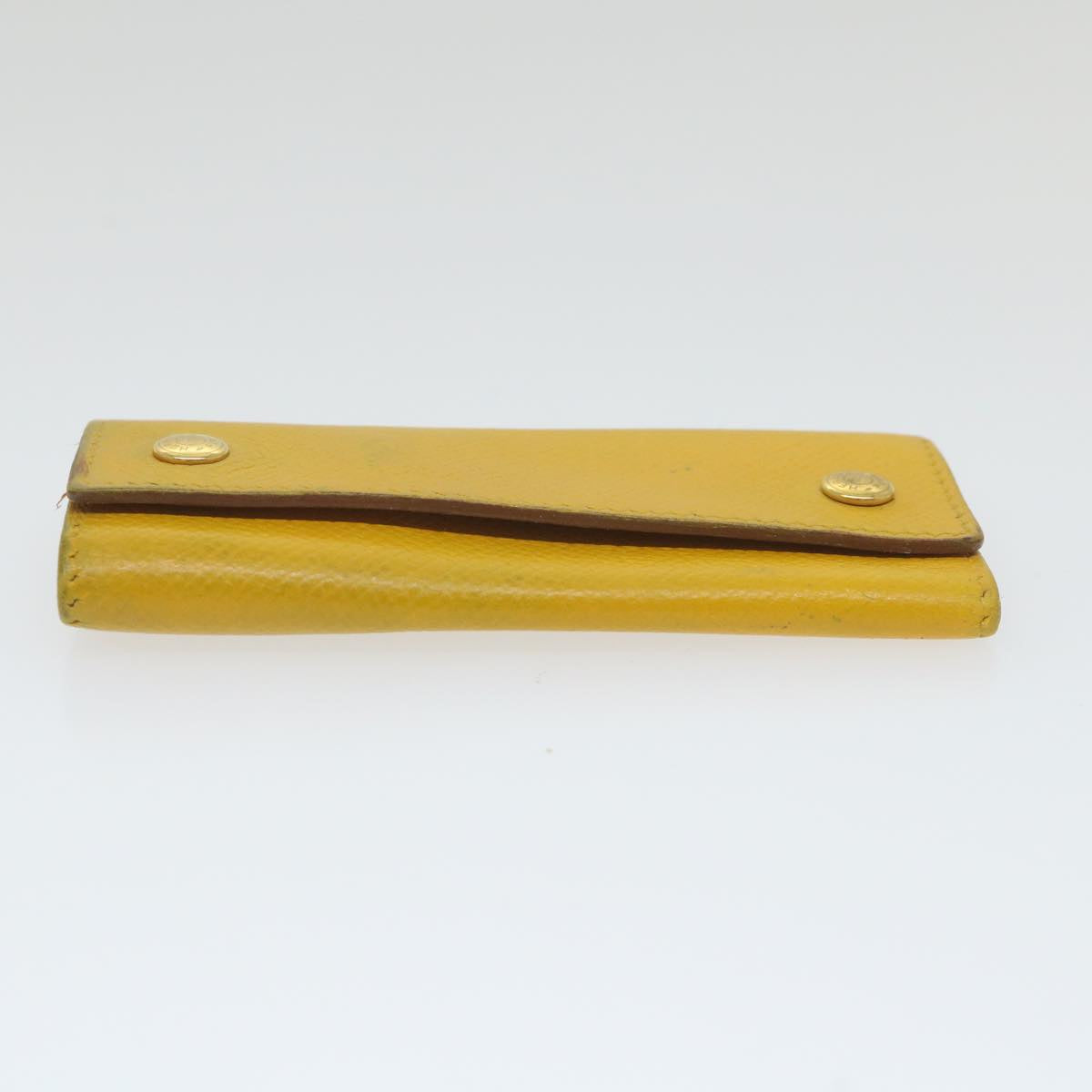 HERMES Key Case Leather Yellow Auth bs9645