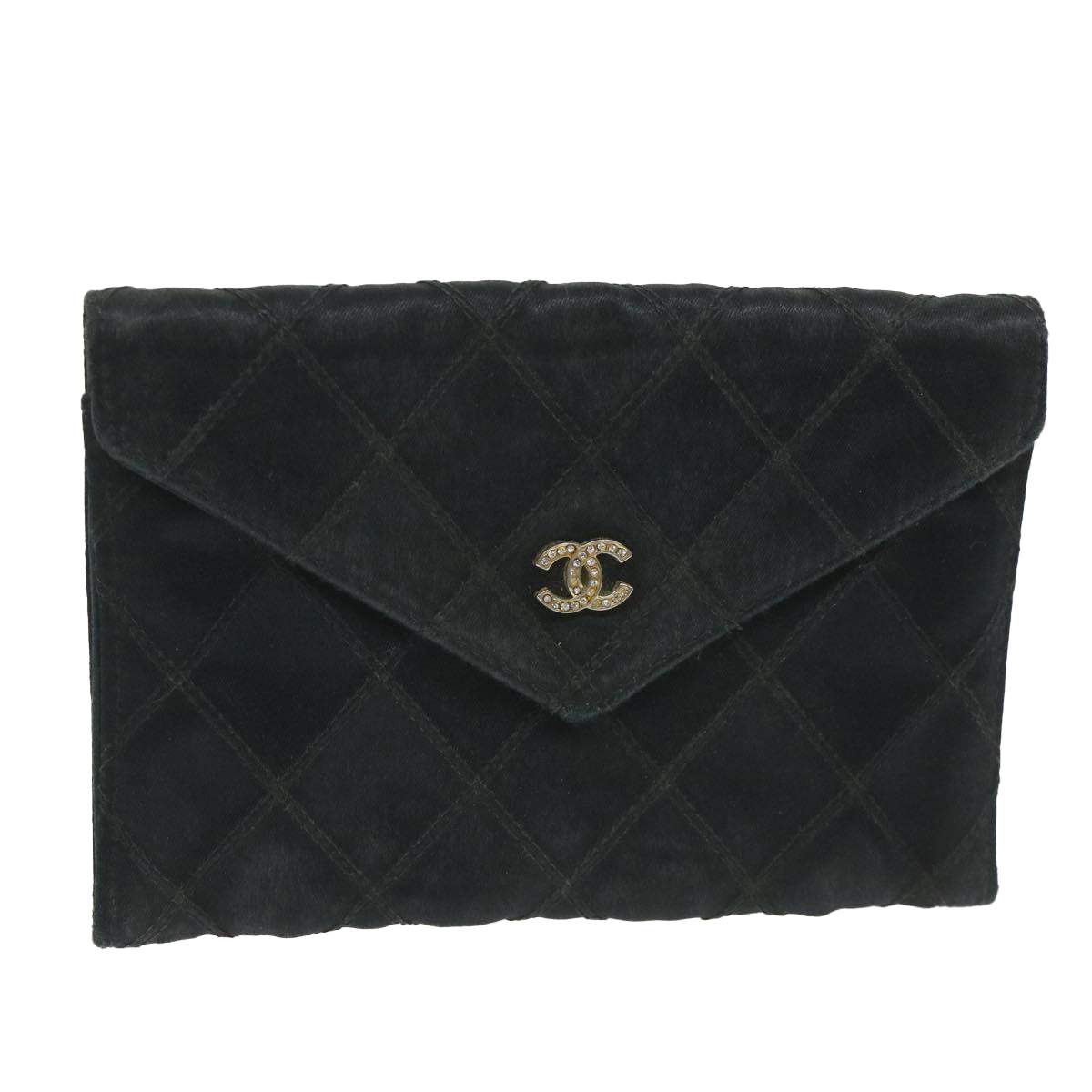 CHANEL Pouch Nylon Black CC Auth bs9657