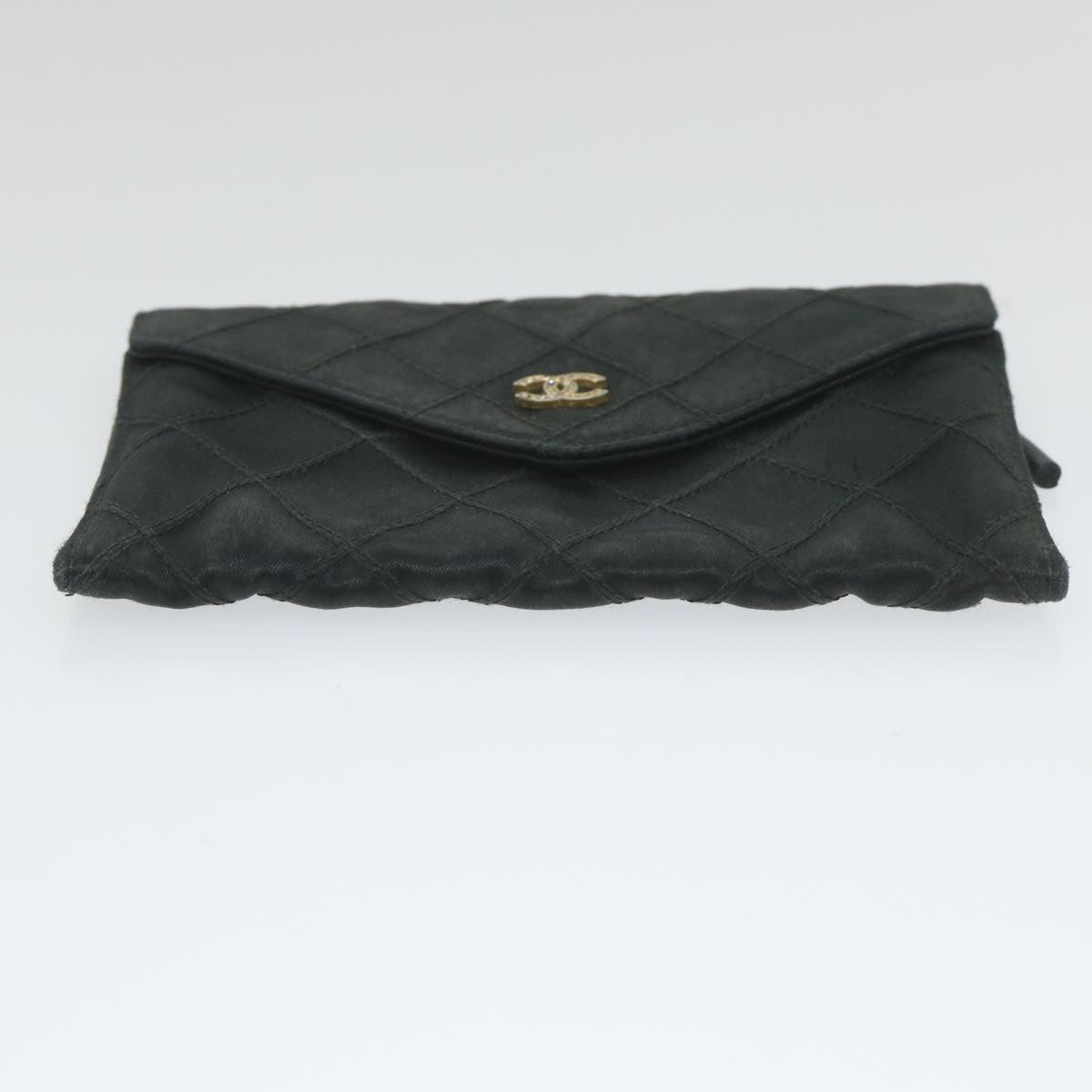 CHANEL Pouch Nylon Black CC Auth bs9657