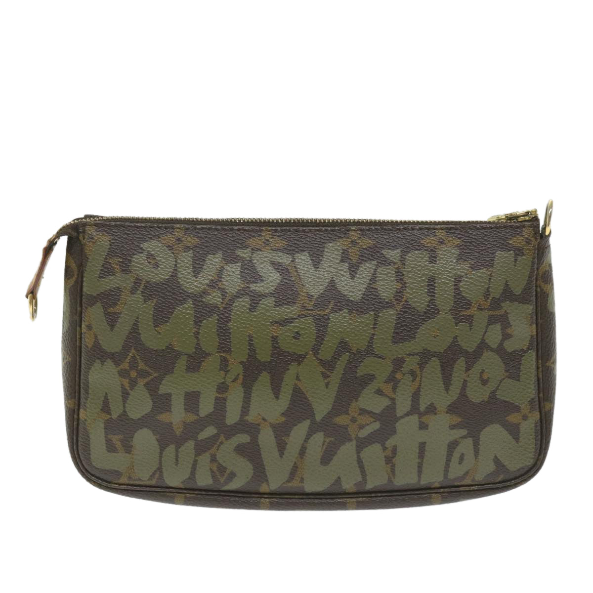 LOUIS VUITTON Monogram Graffiti Pochette Accessoires Khaki M92191 LV Auth bs9658